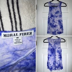 Moral Fiber - Tie-Dye Blue Tank Top with Open Back